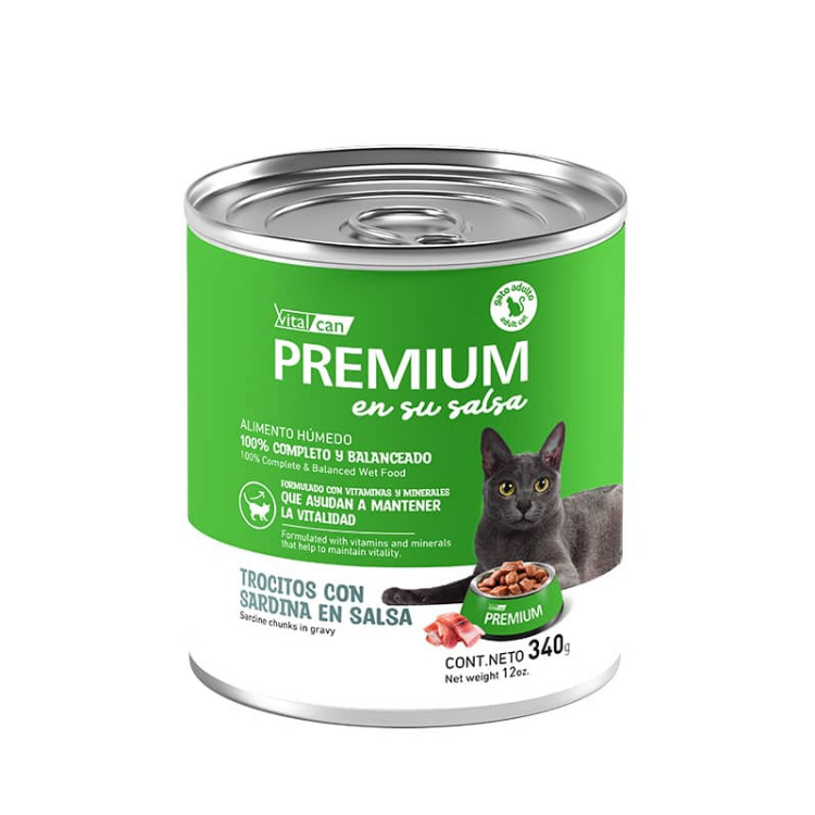 Vitalcan Premium en su Salsa Sardina Gato Adulto 340gr