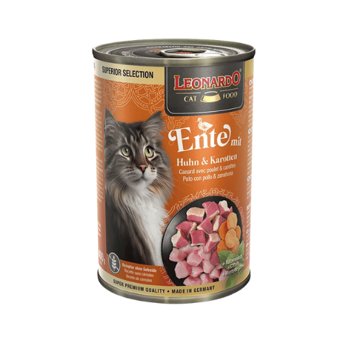 Lata Leonardo Gato Superior Selection Pato & Pollo Zanahoria 400 gr