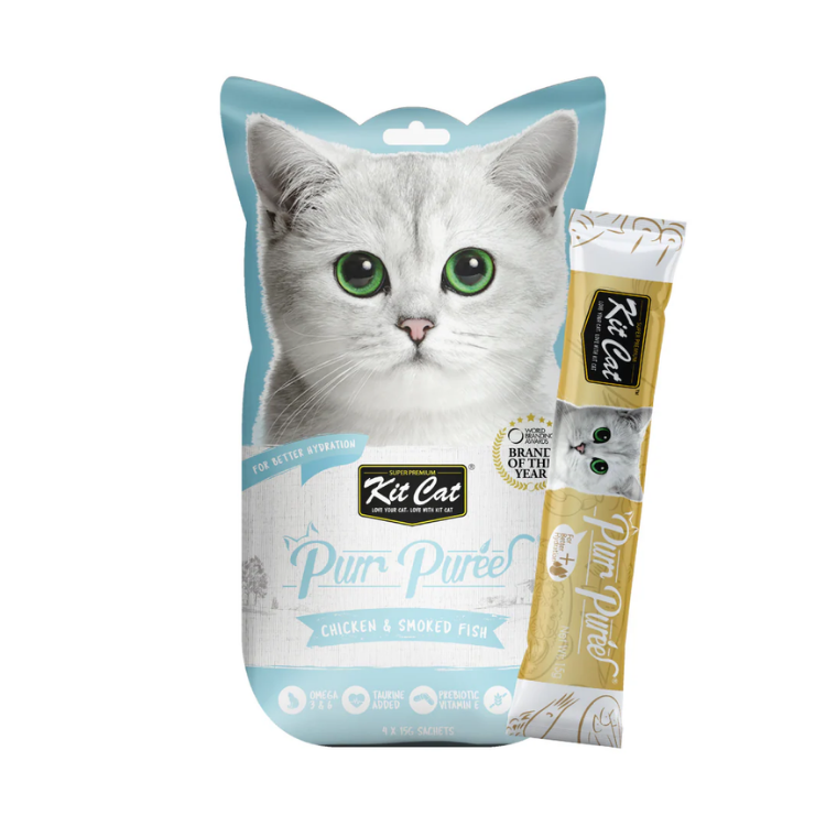 PurrPuree - Pollo y Pescado Ahumado 60g (4x15g)