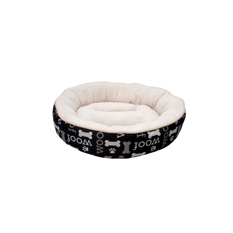 Cama Redonda Dogit Dreamwell Woof para Perros – Color Negro (53 cm)