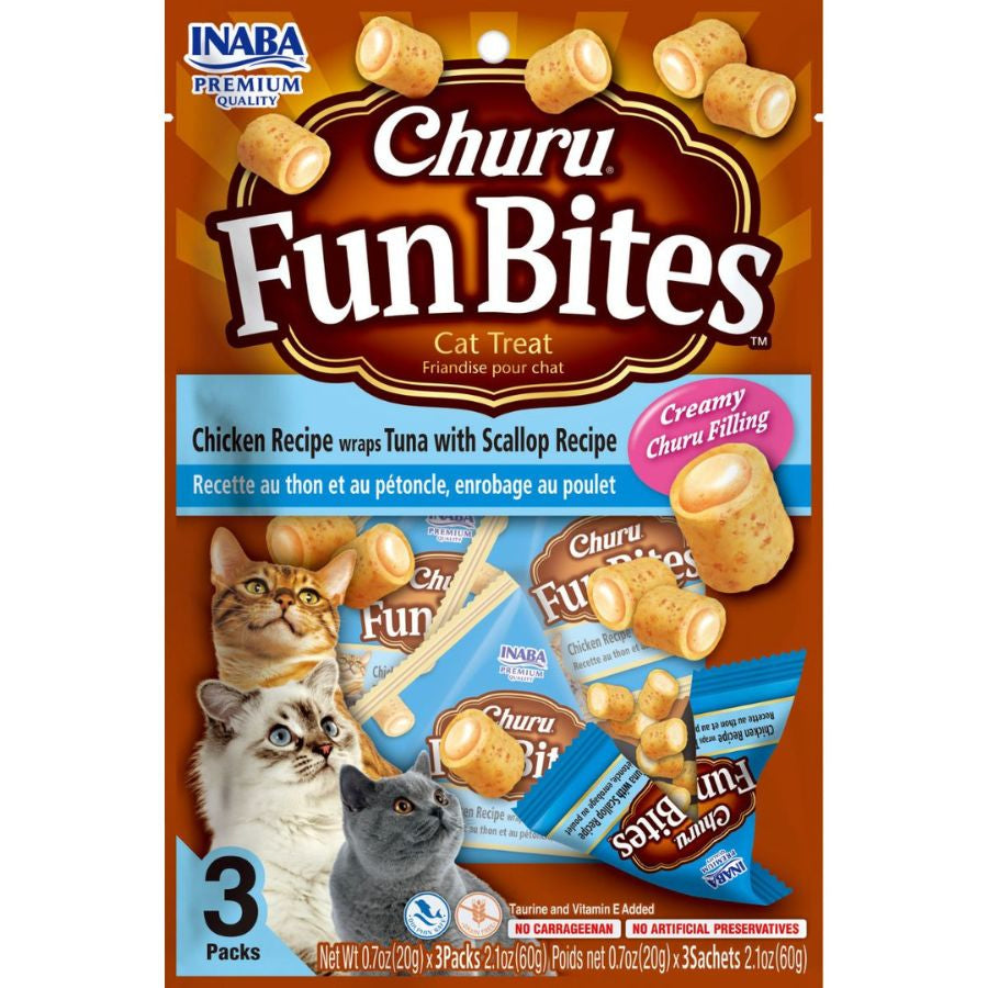 CHURU CAT FUNBITES POLLO, ATUN OSTION 1 Bolsa con 3 Unidades
