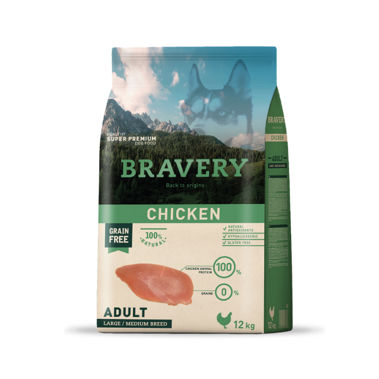 BRAVERY CHICKEN ADULT LARGE/MEDIUM BREEDS 12 KG