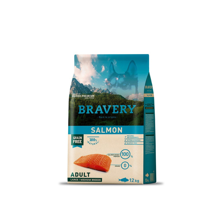 Bravery Salmón Perro Adulto Large Medium 12KG