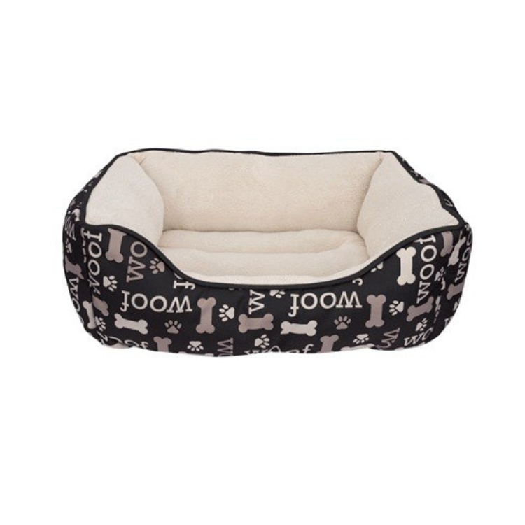 Cama Rectangular Dogit Dreamwell Woof para Perros – Color Negro