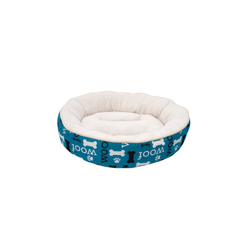 Cama Redonda Dogit Dreamwell Woof para Perros – Color Azul (53 cm)