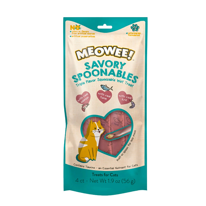 MEOWEE SPOON SALMON, TUNA AND SHRIMP 4TB 56 GR