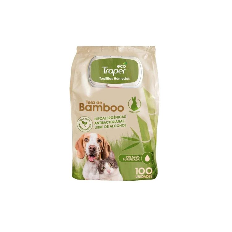 Toallitas Húmedas de Bamboo Perro y Gato Traper x 100u