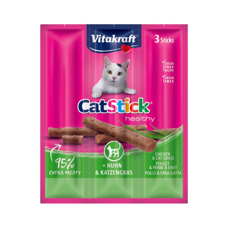 Vitakraft Cat Stick Pollo con Hierba Gatera – Snack para Gatos
