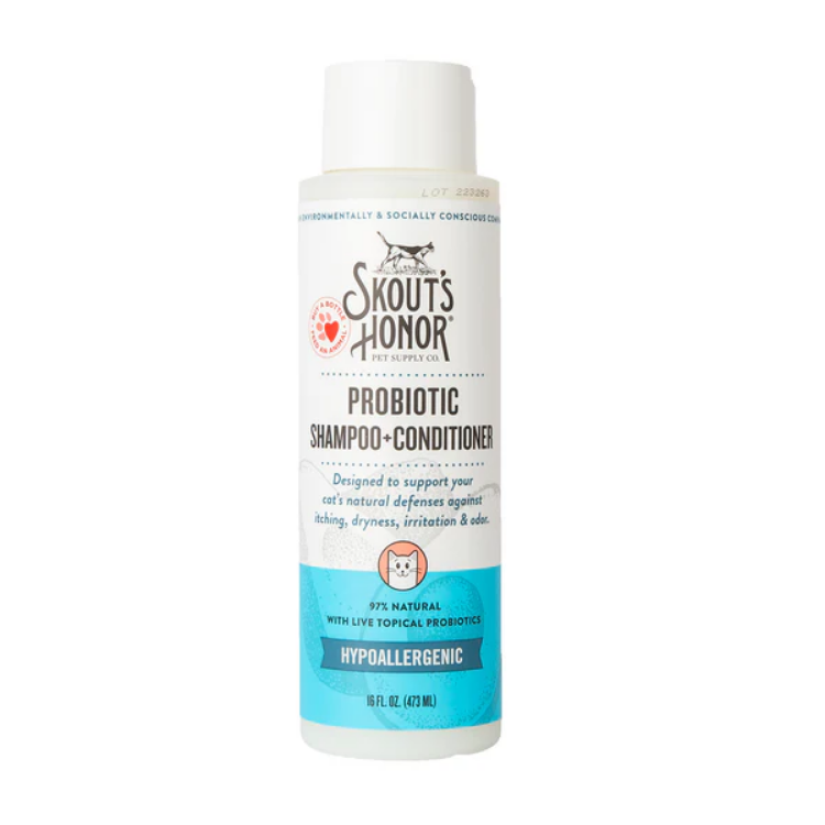 Skout's Honor Shampoo y Acondicionador Probiótico para Gatos Sin Perfume 473 ml